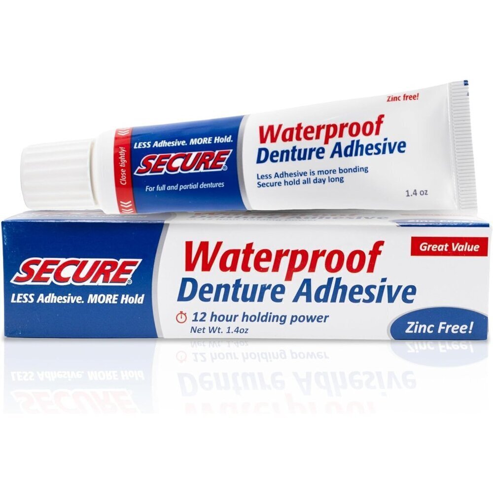 Waterproof Denture Adhesive - Zinc Free - Extra Strong Hold For Upper, Lower